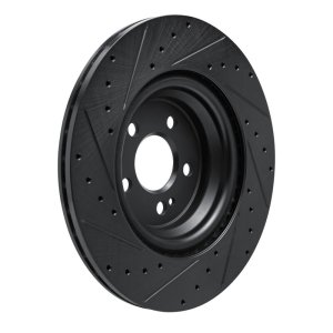 Mercedes-Benz GLE53 AMG Brake Rotor (1) - Rear Right - R1 Concepts - Drilled & Slotted - Black - `20-`26